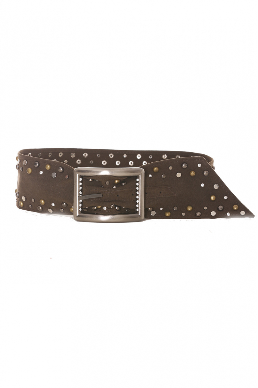 Bruine riem met gouden en zilveren studs - SG - 0551 - 1