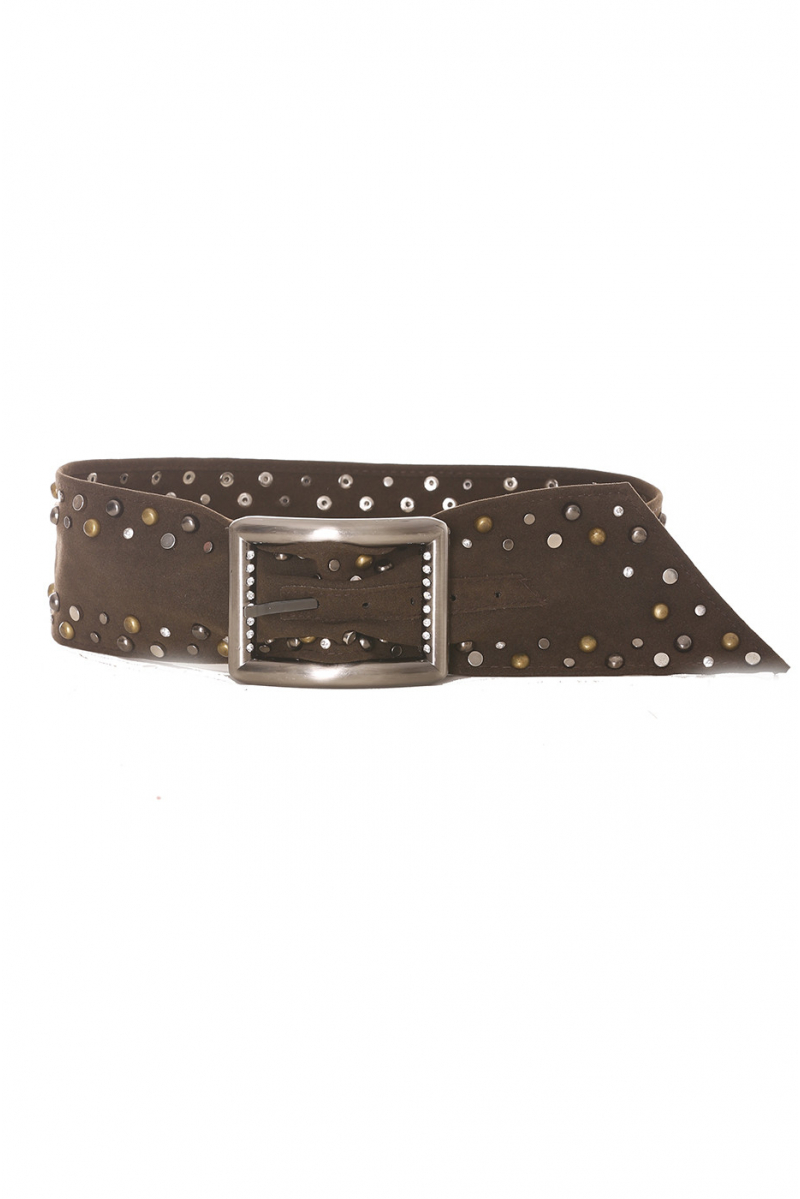 Brown belt with gold and silver studs - SG - 0551 - 1