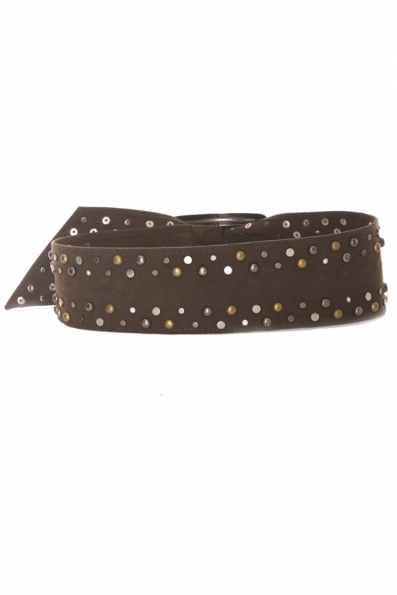 Brown belt with gold and silver studs - SG - 0551 - 2