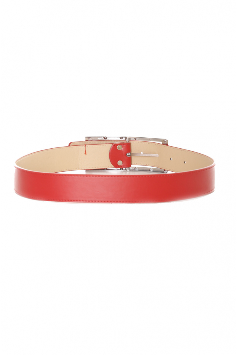 Red belt with buckle and rhinestones - 9008 - 2