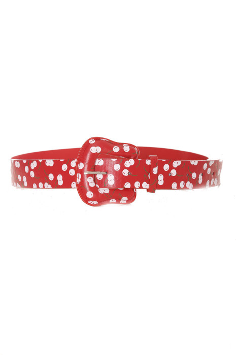 Rode riem met kersenprint - BG-P010 - 1