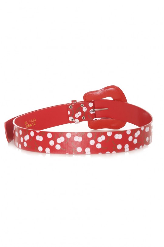 Red belt with cherry print - BG-P010 - 2