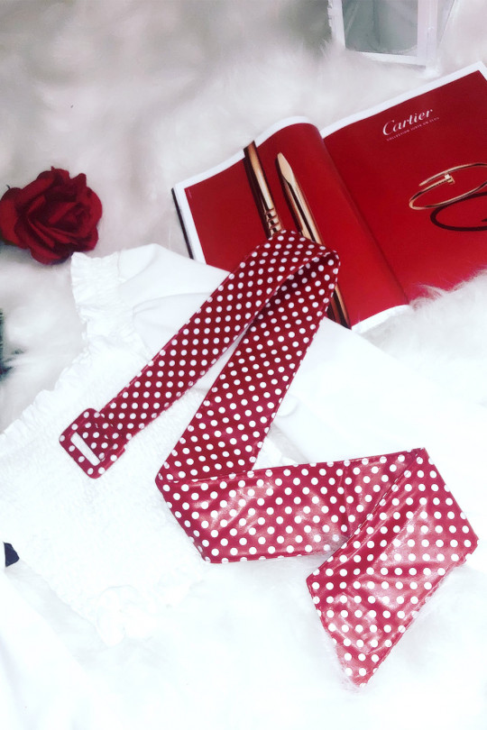 Mooie rode riem met kleine stippen ideaal bij een mooie jurk - 1
