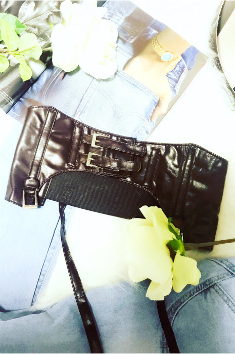 Ceinture guêpière marron avec élastique au dos - 1