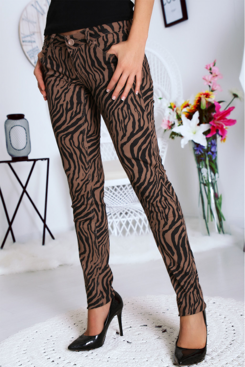 Pantalon Jeans Taupe avec ces motifs tendances Noir - S1317G - 7