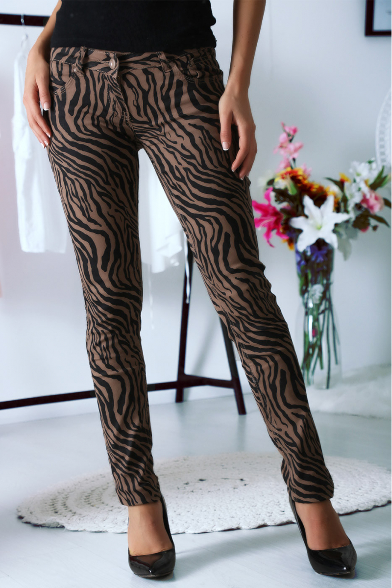 Taupe Jeans Pants with these trendy patterns Black - S1317G - 9