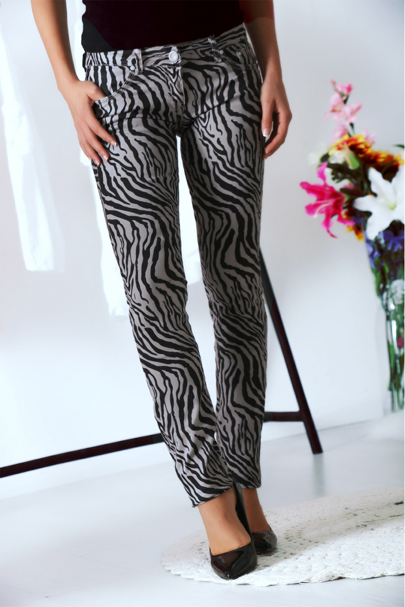 Pantalon Jeans Gris avec ces motifs tendances Noir - S1317G - 3