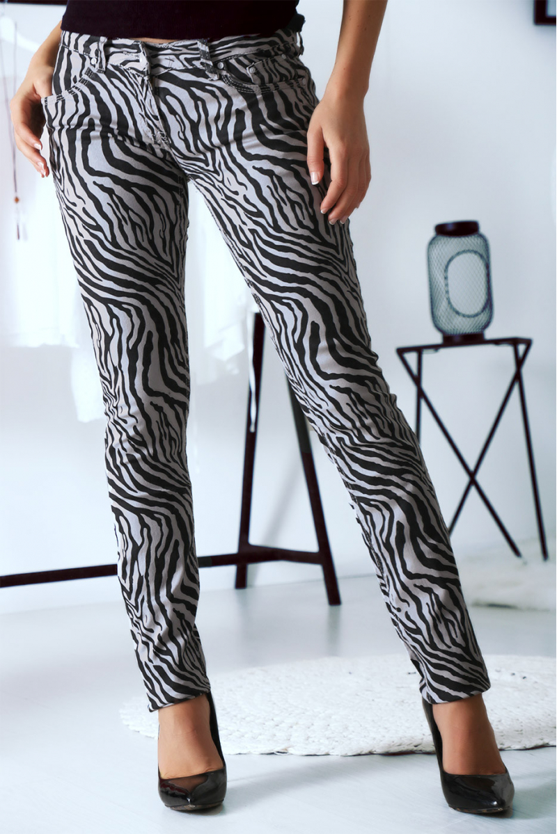 Pantalon Jeans Gris avec ces motifs tendances Noir - S1317G - 6