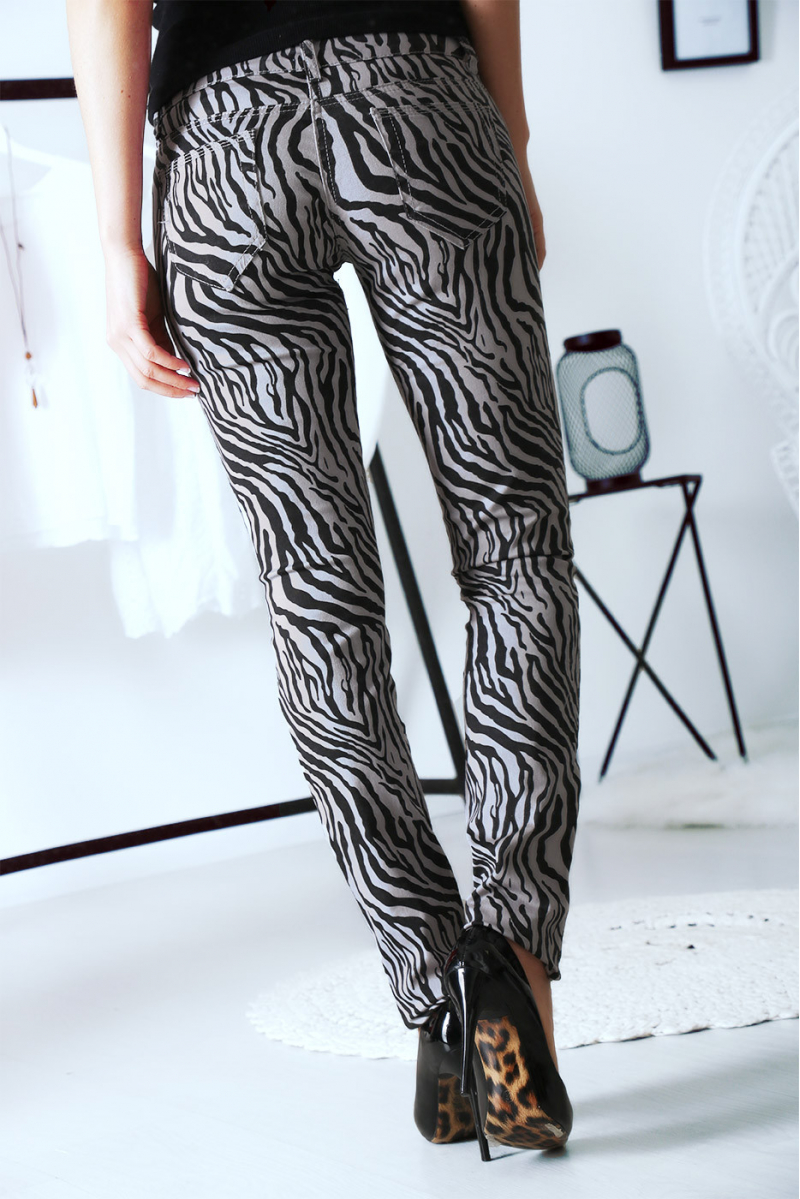 Pantalon Jeans Gris avec ces motifs tendances Noir - S1317G - 7