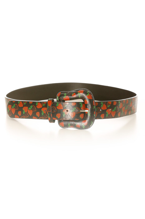 Black belt with buckle, strawberry patterns. BG-P008 - 1