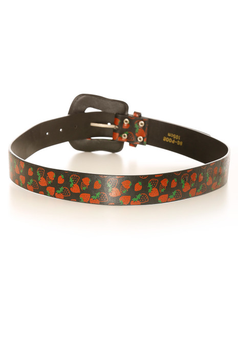 Zwarte riem met gesp, aardbeipatronen. BG-P008 - 3