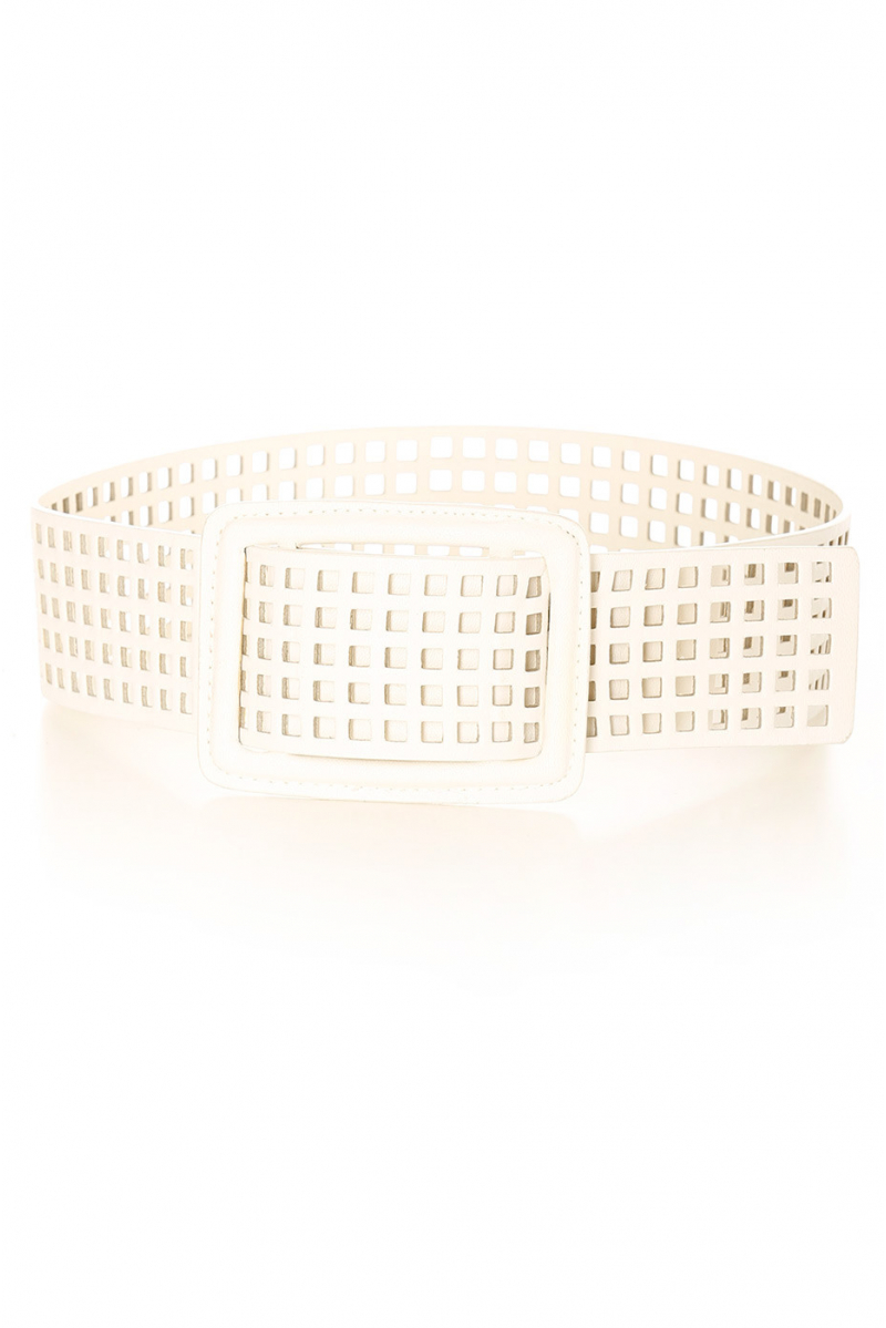 White grid belt with holes. SG-0452 - 1