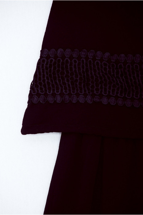 Jolie robe patineuse noir 2 en1 évasé avec dentelle à l'avant - 3