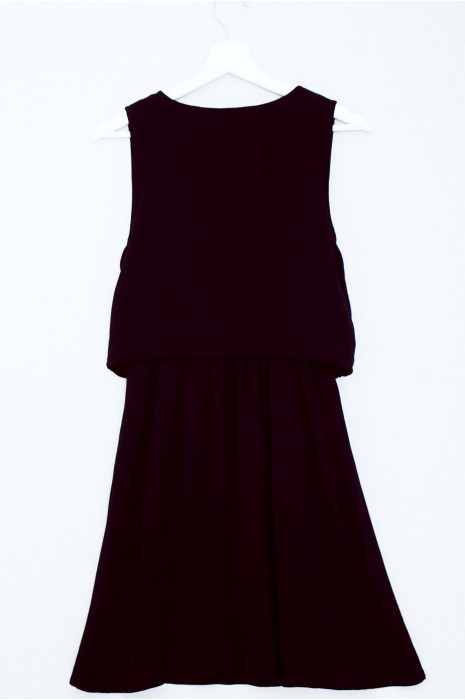 Jolie robe patineuse noir 2 en1 évasé avec dentelle à l'avant - 6