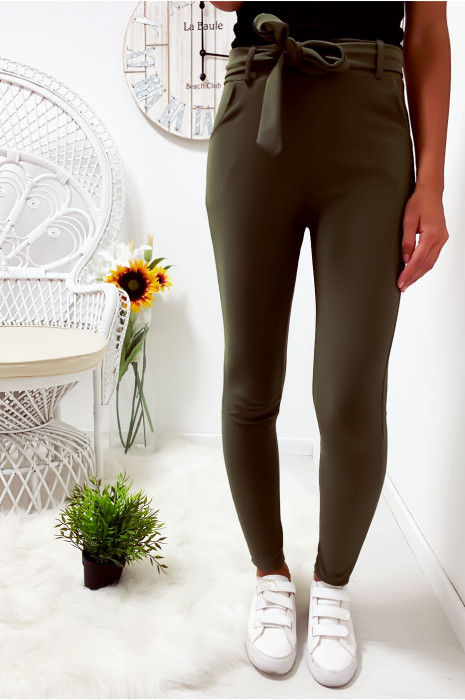 Pantalon kaki avec ceinture et poches - 6