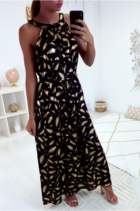 robe longue noir et doré