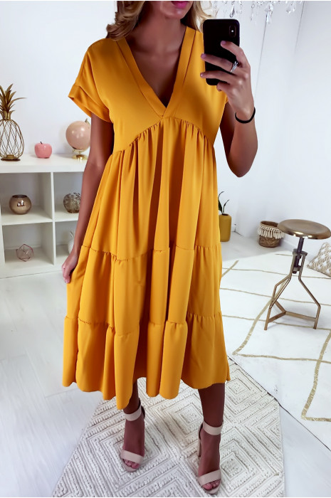 robe col v longue