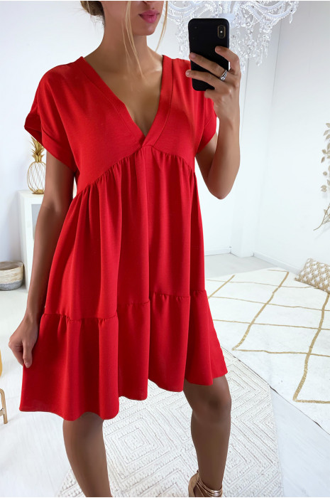 robe col v rouge