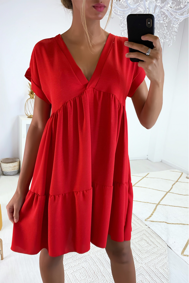 robe rouge col v