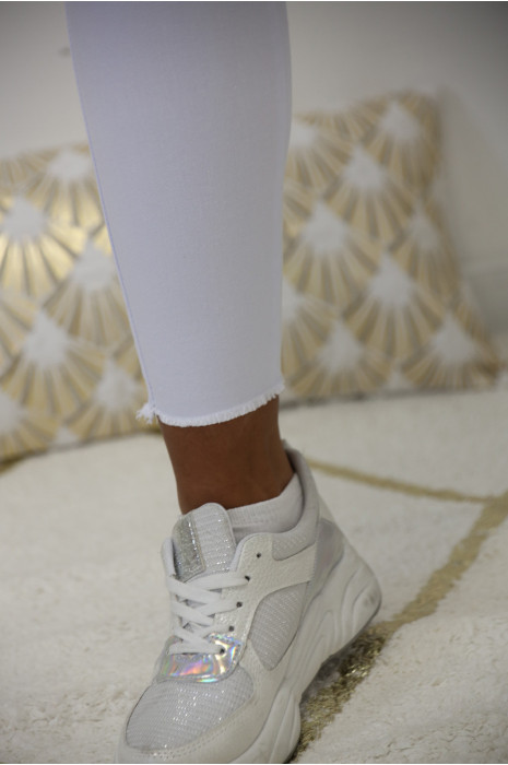 Jeans slim blanc en coton avec poche sur les cotés A2013-1 - 11