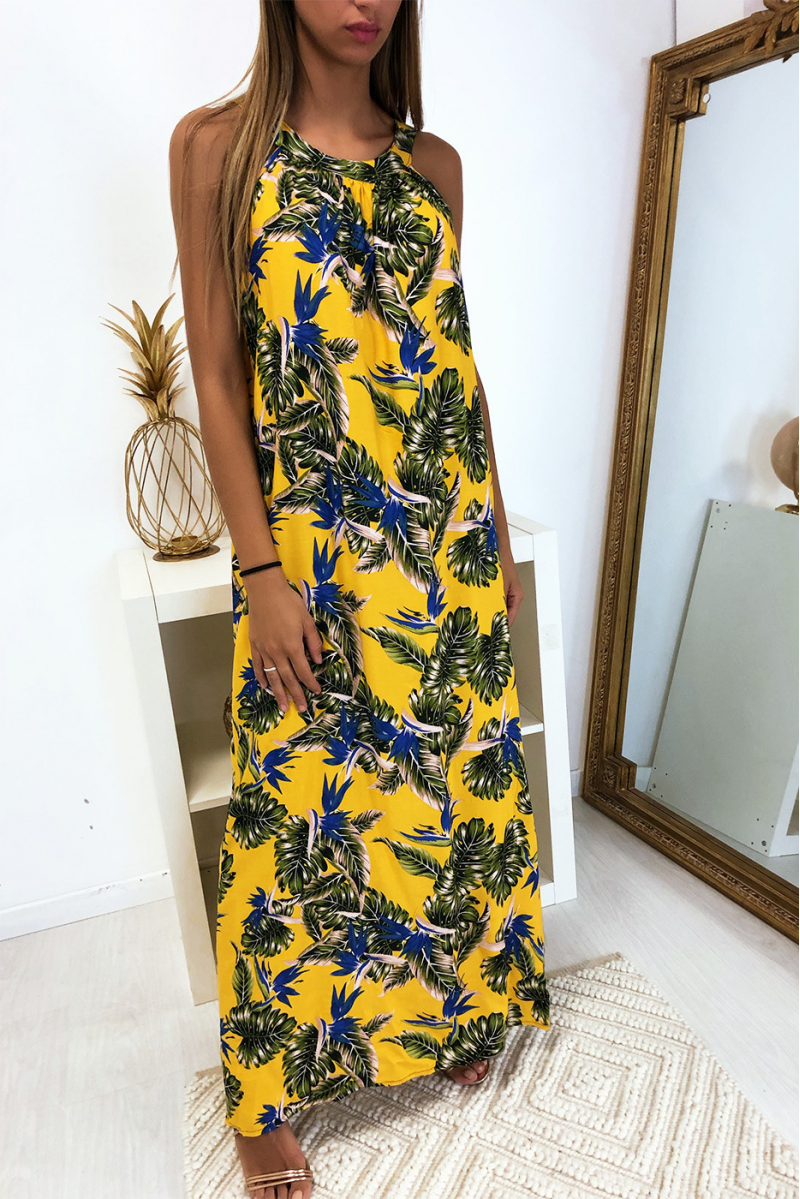 robe jaune fleuri
