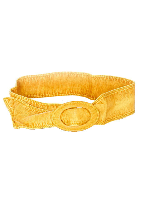 Supple belt with large Mustard buckle. BG-3003 - 1