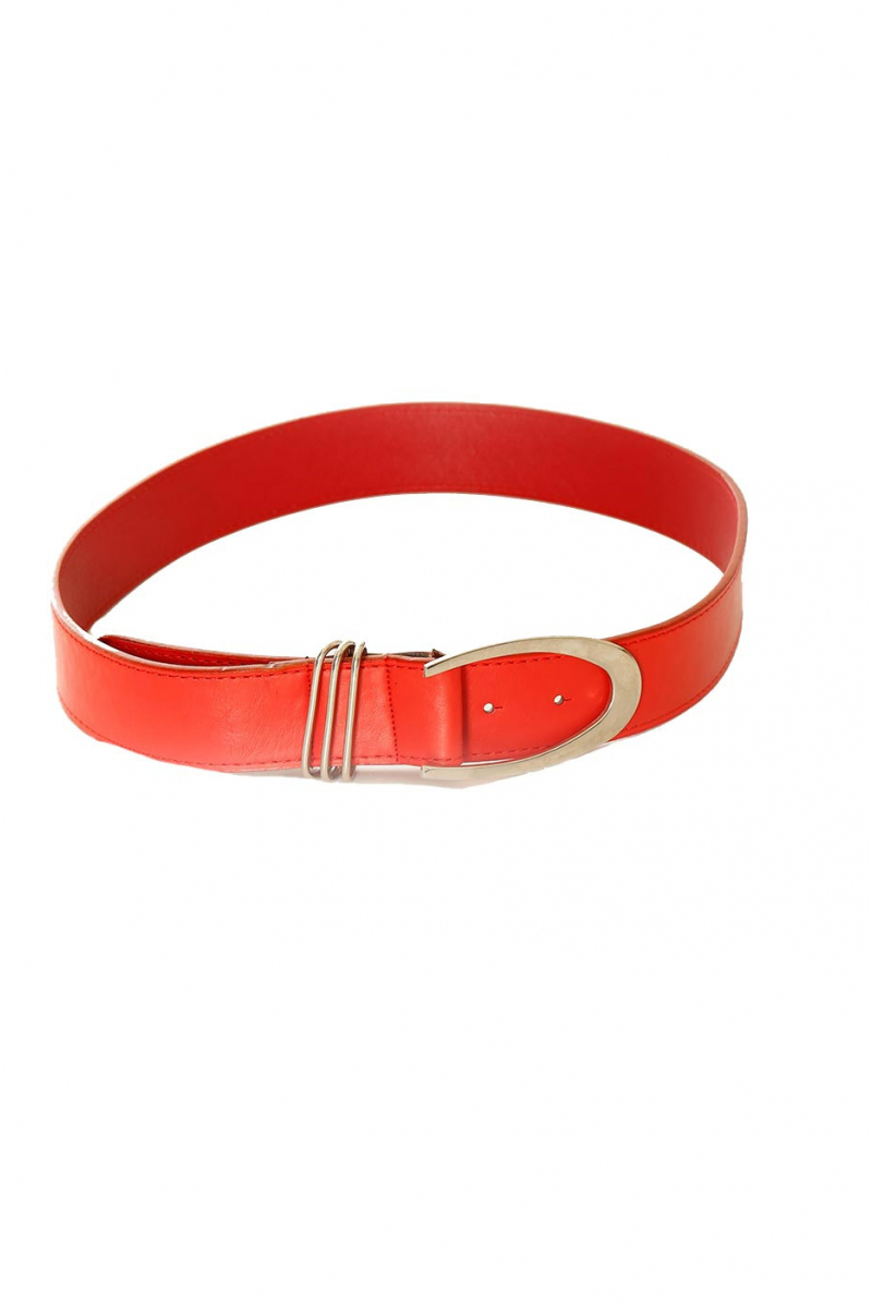 Basic Red belt with silver buckle. BG-P0Z9 - 1