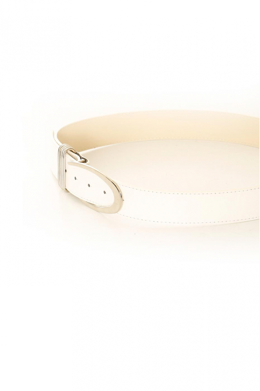 Basic white belt with silver buckle. BG-P0Z9 - 2
