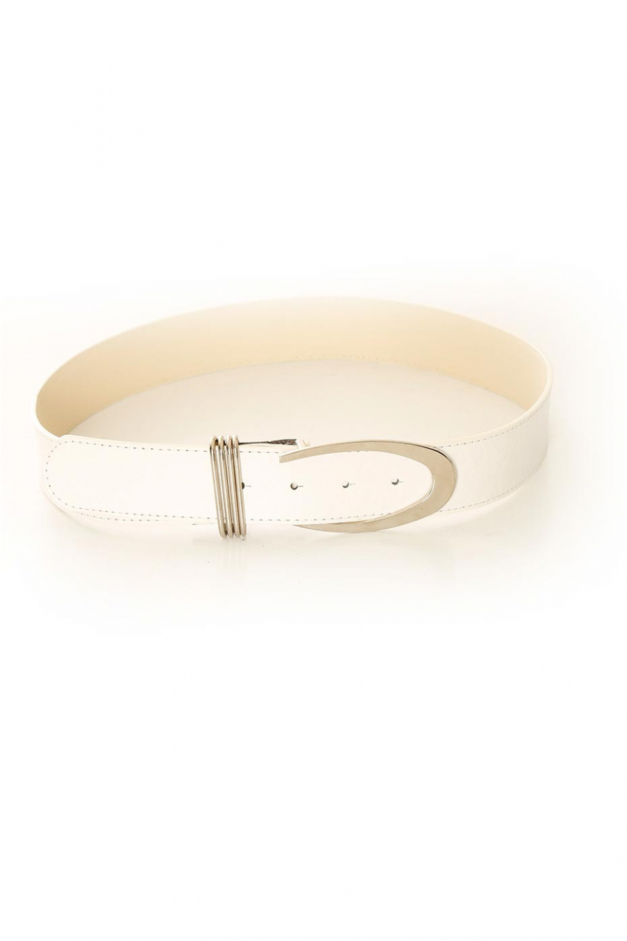 Witte basisriem met zilveren gesp. BG-P0Z9 - 4