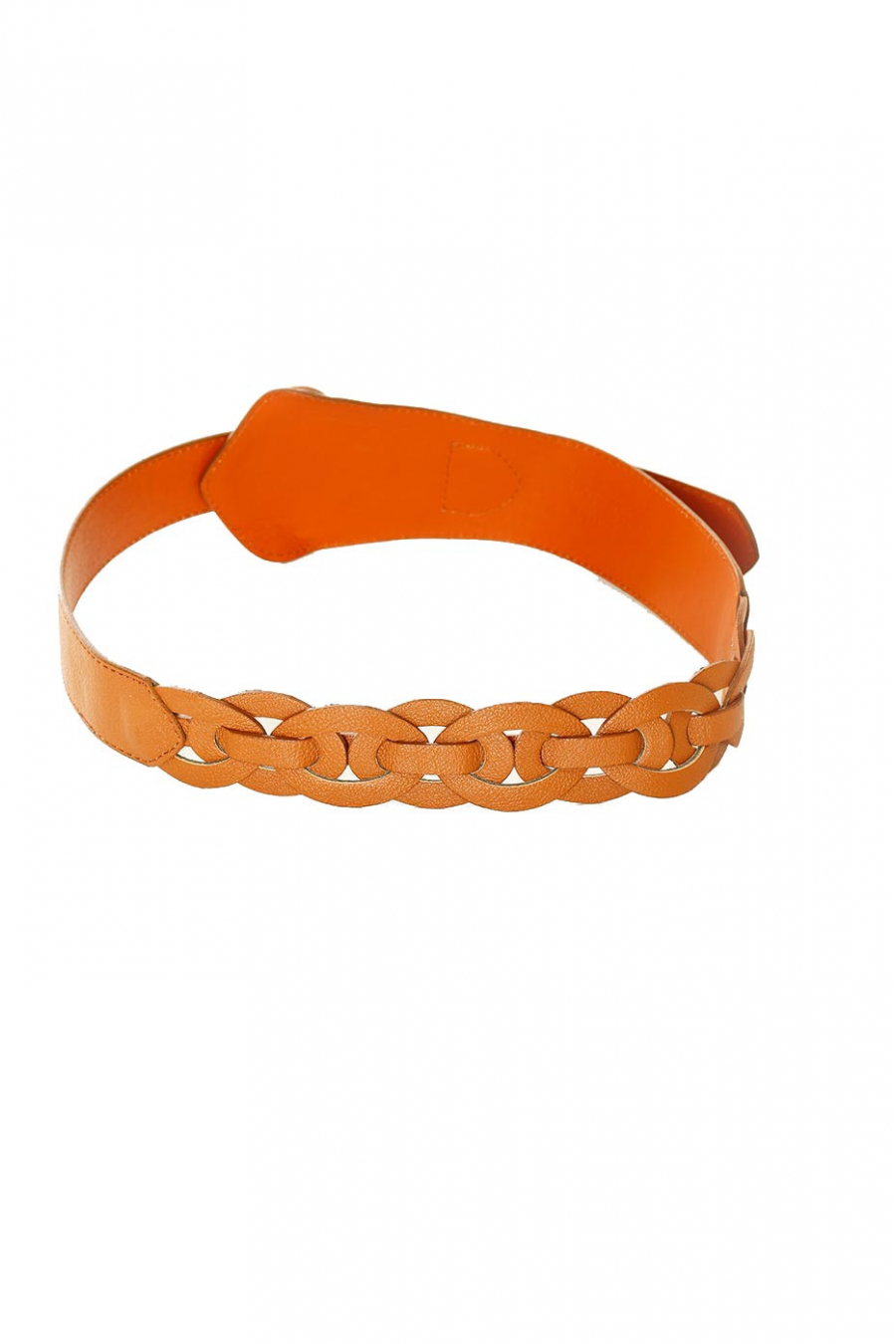 Asymmetrische Camel gevlochten riem met zilveren gesp. BG-0517 - 3