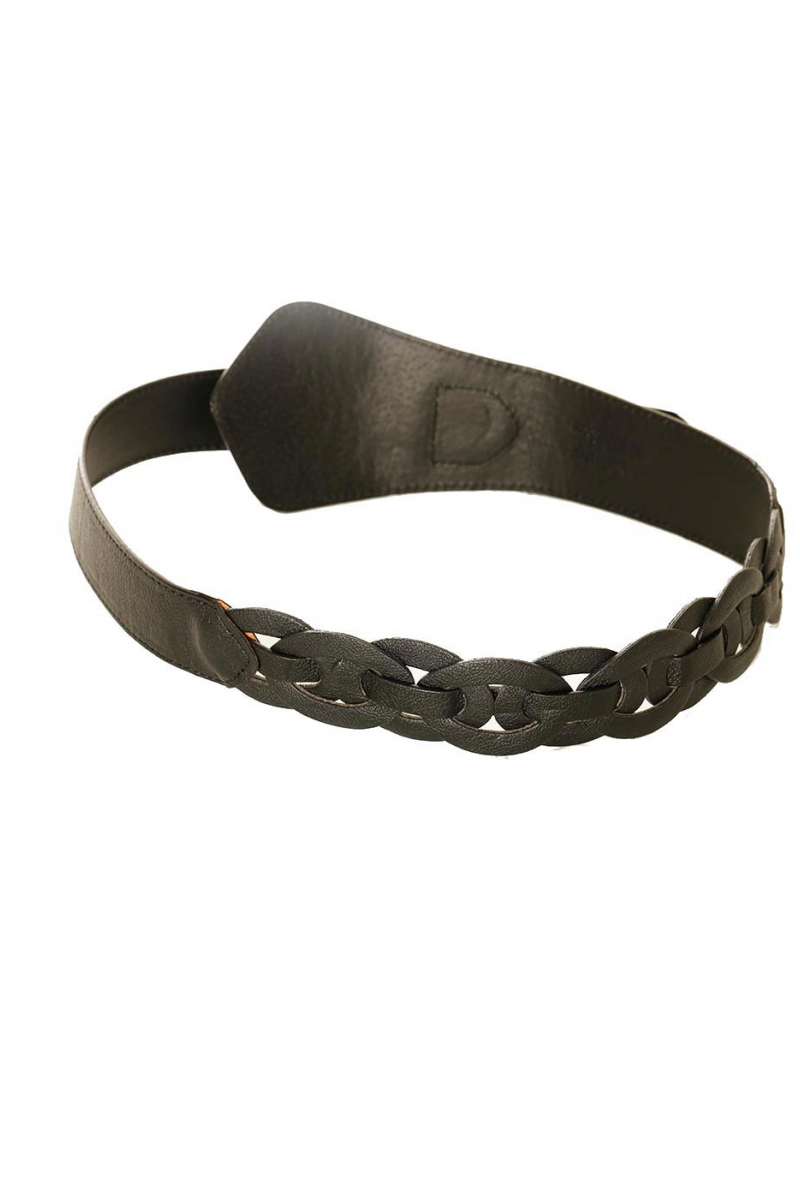 Asymmetric black braided belt with silver buckle. BG-0517 - 4