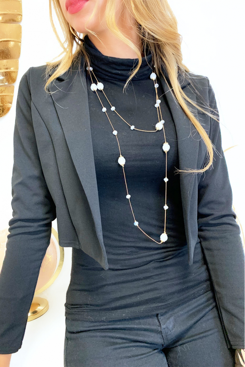 Joli petit boléro très tendance en noir avec col revers Joli petit boléro très tendance en noir avec col revers