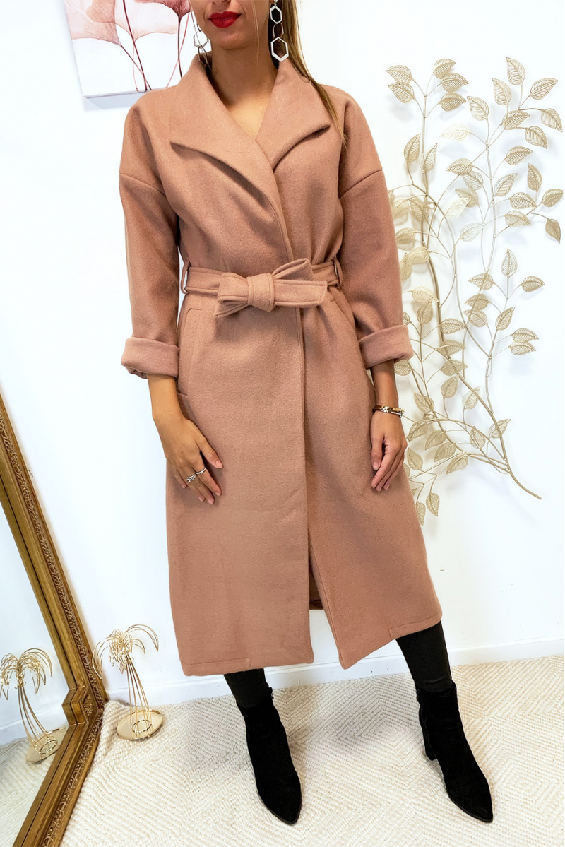 Magnifique manteau over size en camel croisé avec poches et ceinture Magnifique manteau over size en camel croisé avec poches et ceinture