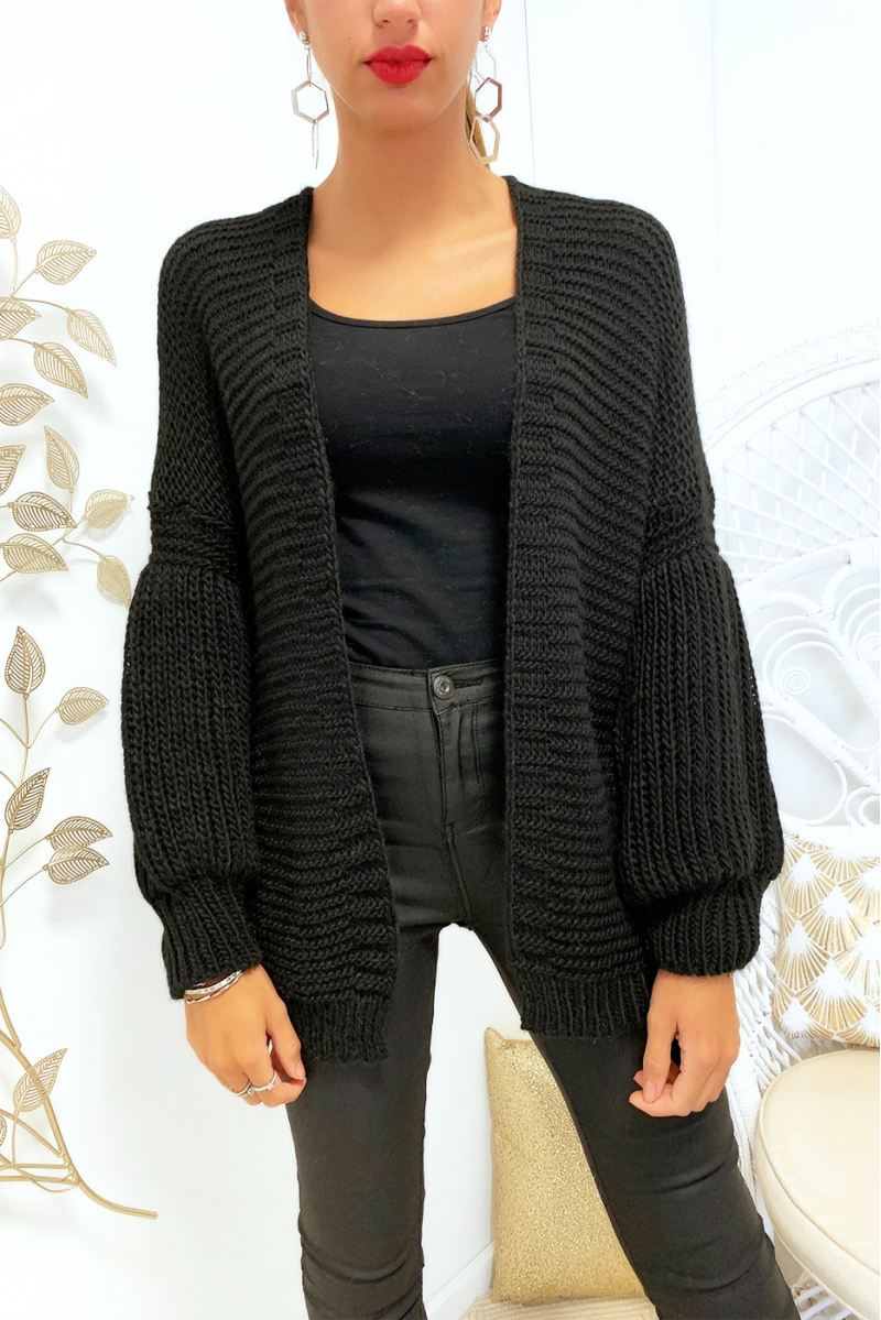 Magnifique gilet manche bouffante en noir Magnifique gilet manche bouffante en noir
