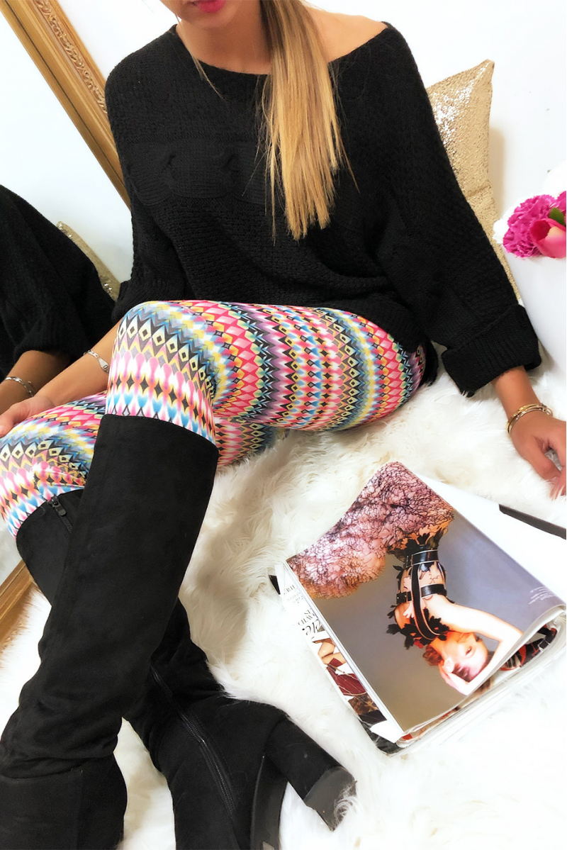 Legging Multicolor à petit motif - ENLEG9-246 - 1