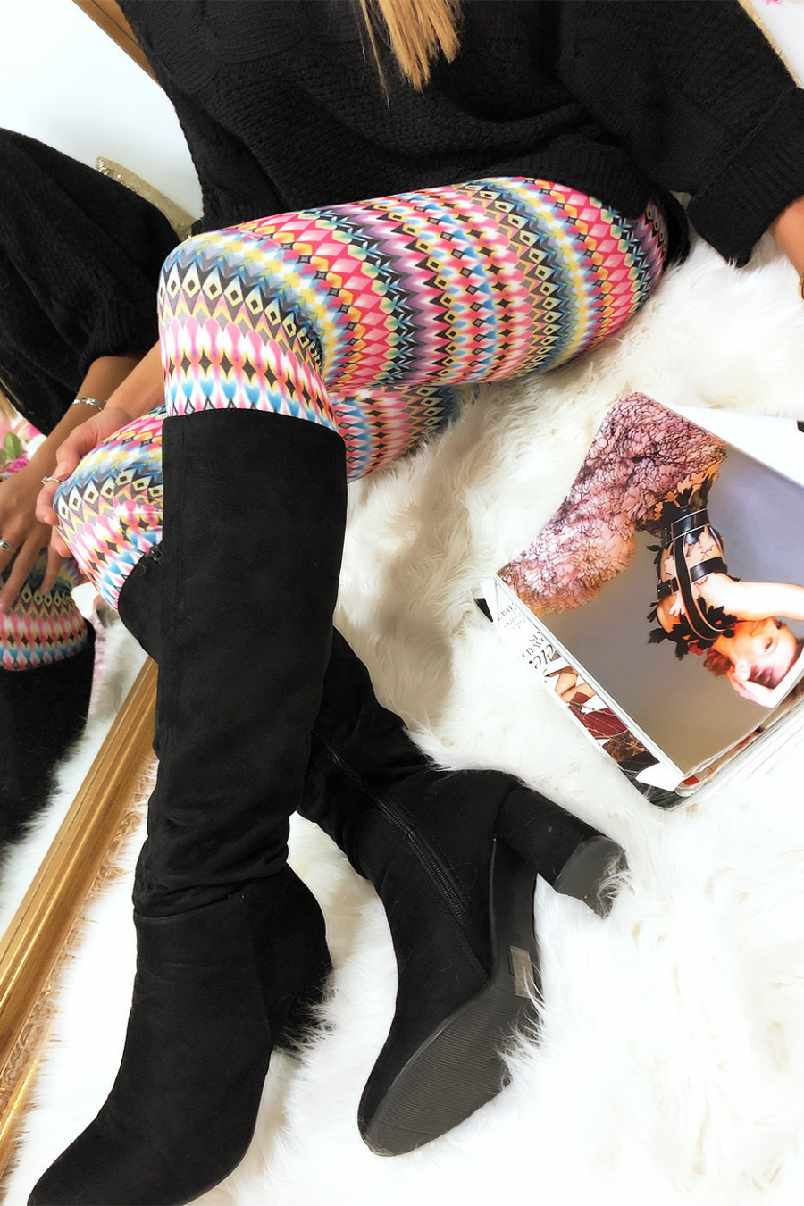 Legging Multicolor à petit motif - ENLEG9-246 - 2