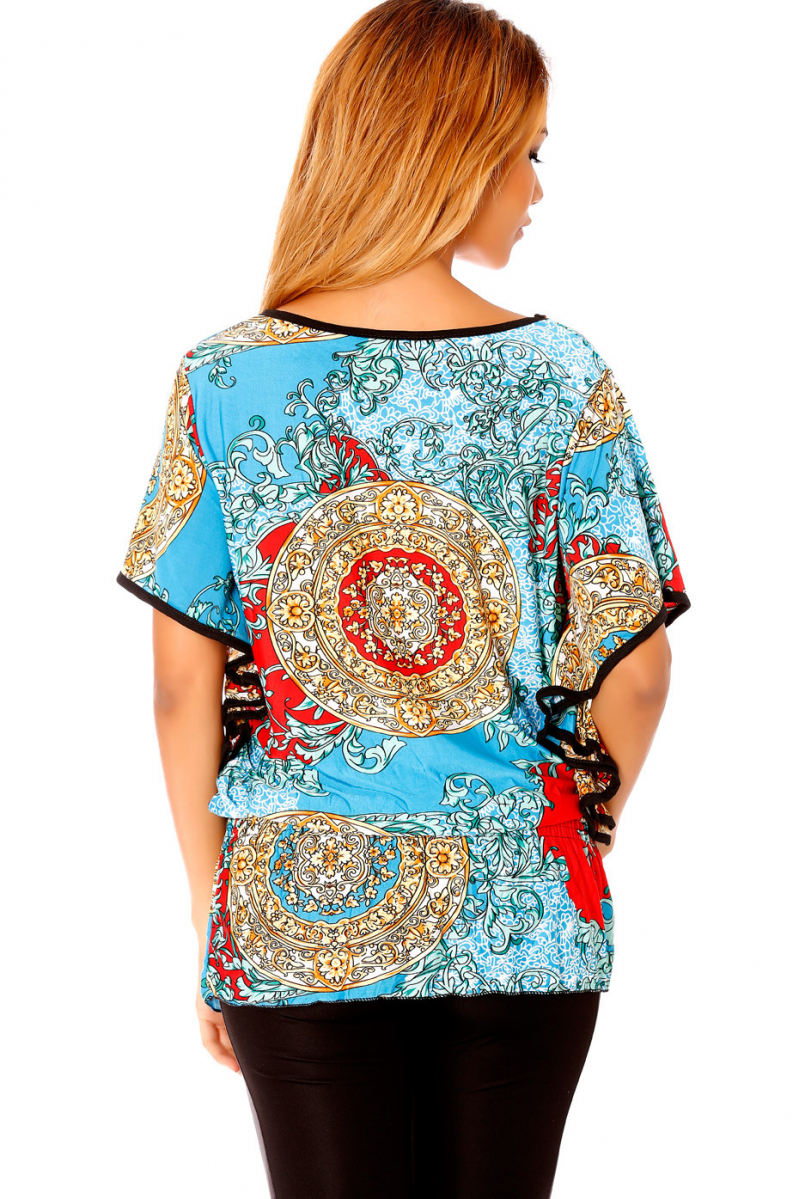 Light Blue tunic, with prints and elastic at the waist, very light to wear. Tendency. BS201261C - 5