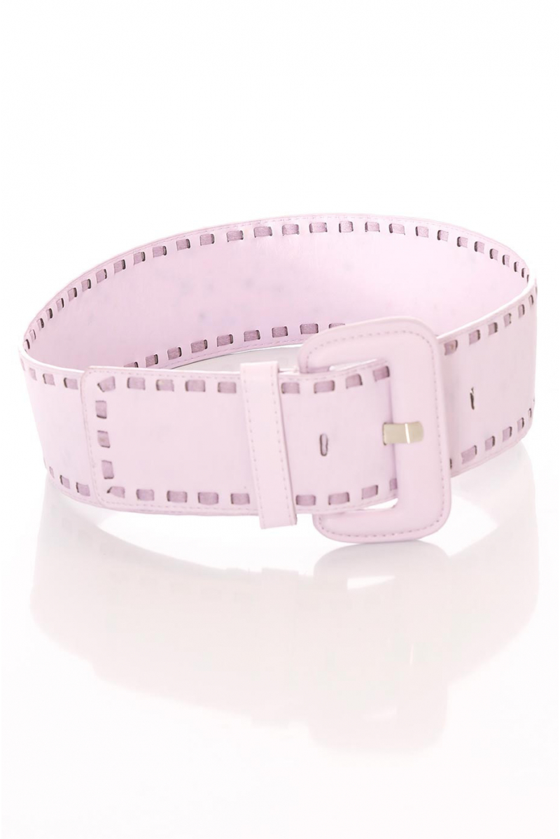 Large purple belt, rectangle buckle and sewn contours. SG-0460 - 1