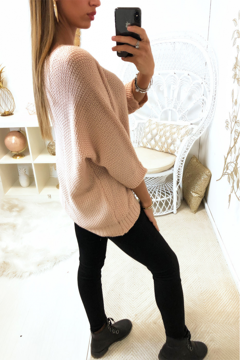 mooie roze sweater met vleermuis snit mooie roze sweater met vleermuis snit