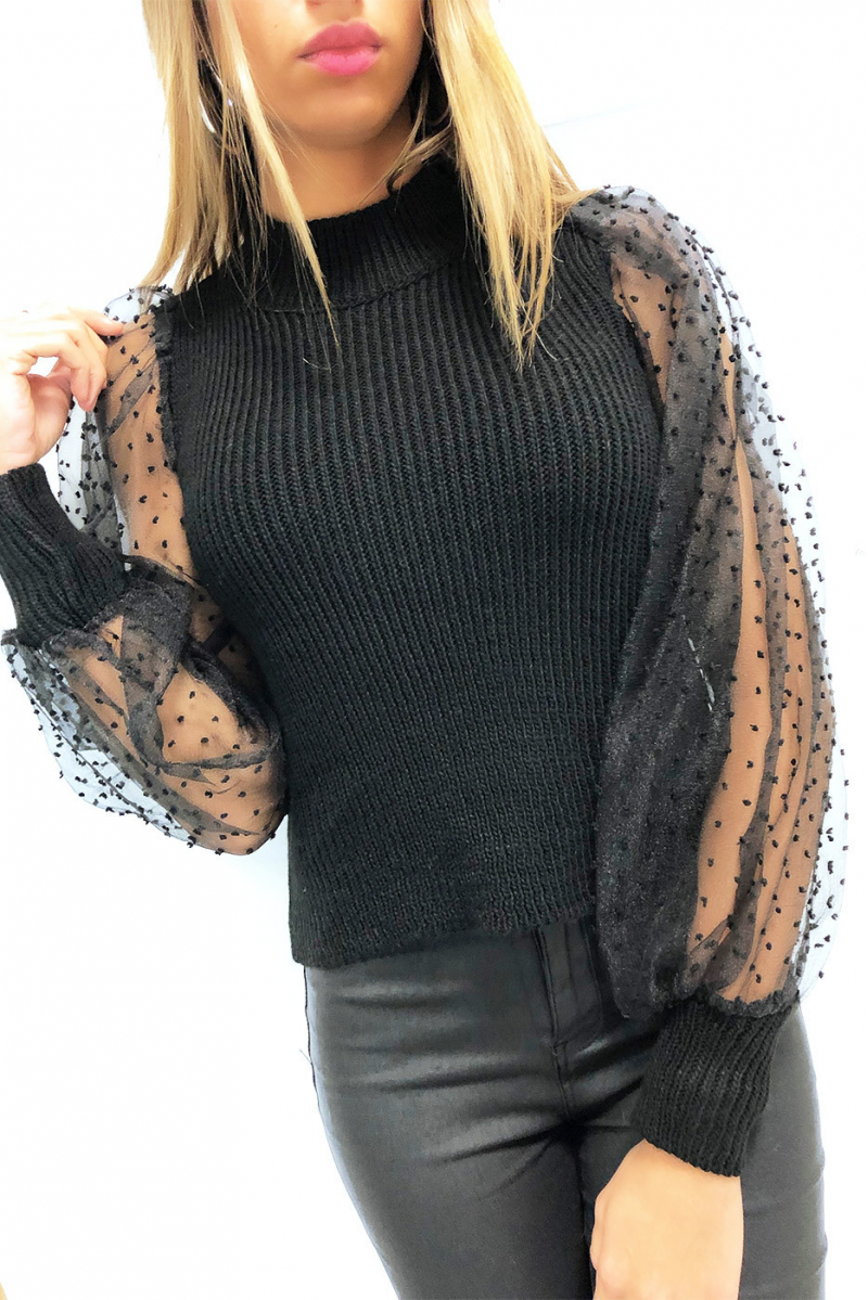 Mooie zwarte sweater met sluiermouwen