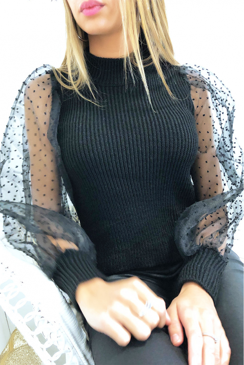 Mooie zwarte sweater met sluiermouwen