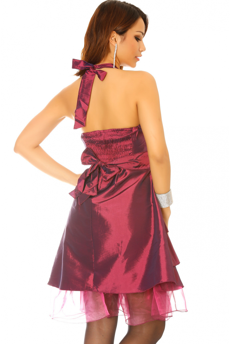 Cocktail dress, elegance in plum colored satin 0081 - 8
