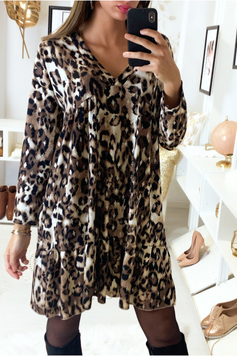 robe leopard courte