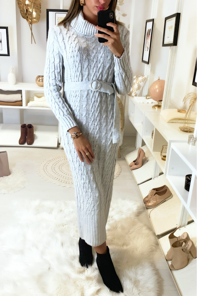 robe pull col roulé longue