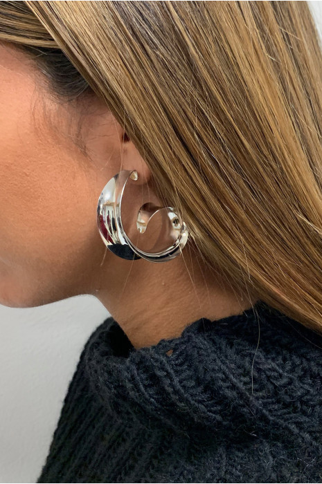 Boucle d'oreille argenté. - 3