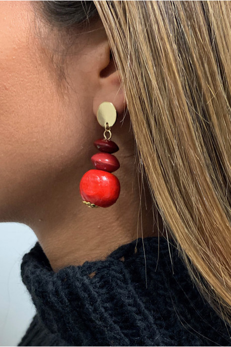 Boucle d'oreille rouge. - 1