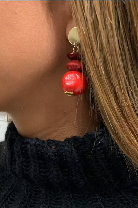Boucle d'oreille rouge. - 3