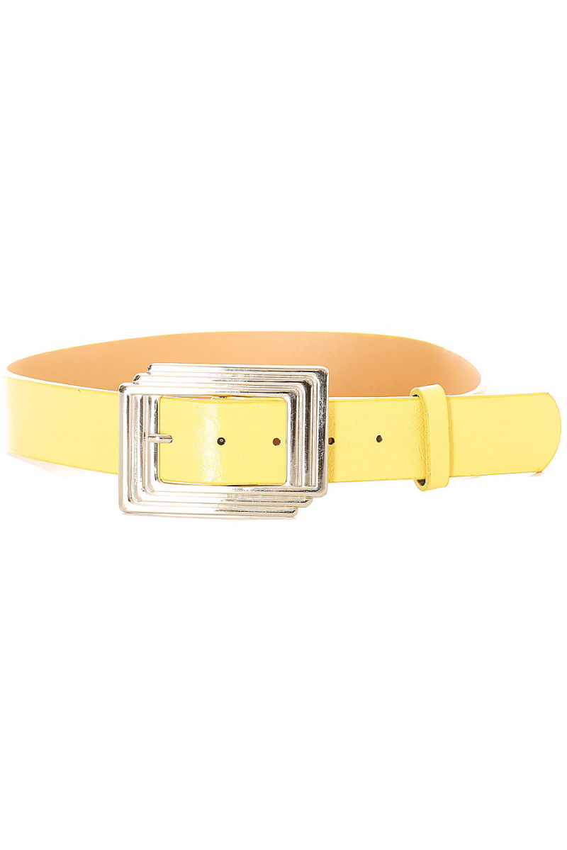 Women's belt in yellow with rectangular buckle. SG0218 - 2