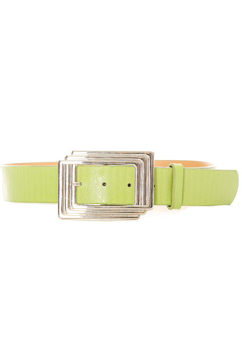 Women's belt in green with rectangular buckle. SG0218 - 1