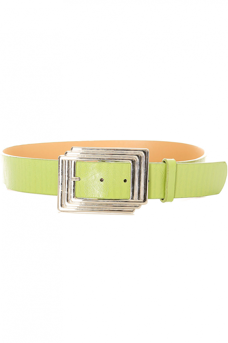 Women's belt in green with rectangular buckle. SG0218 - 2
